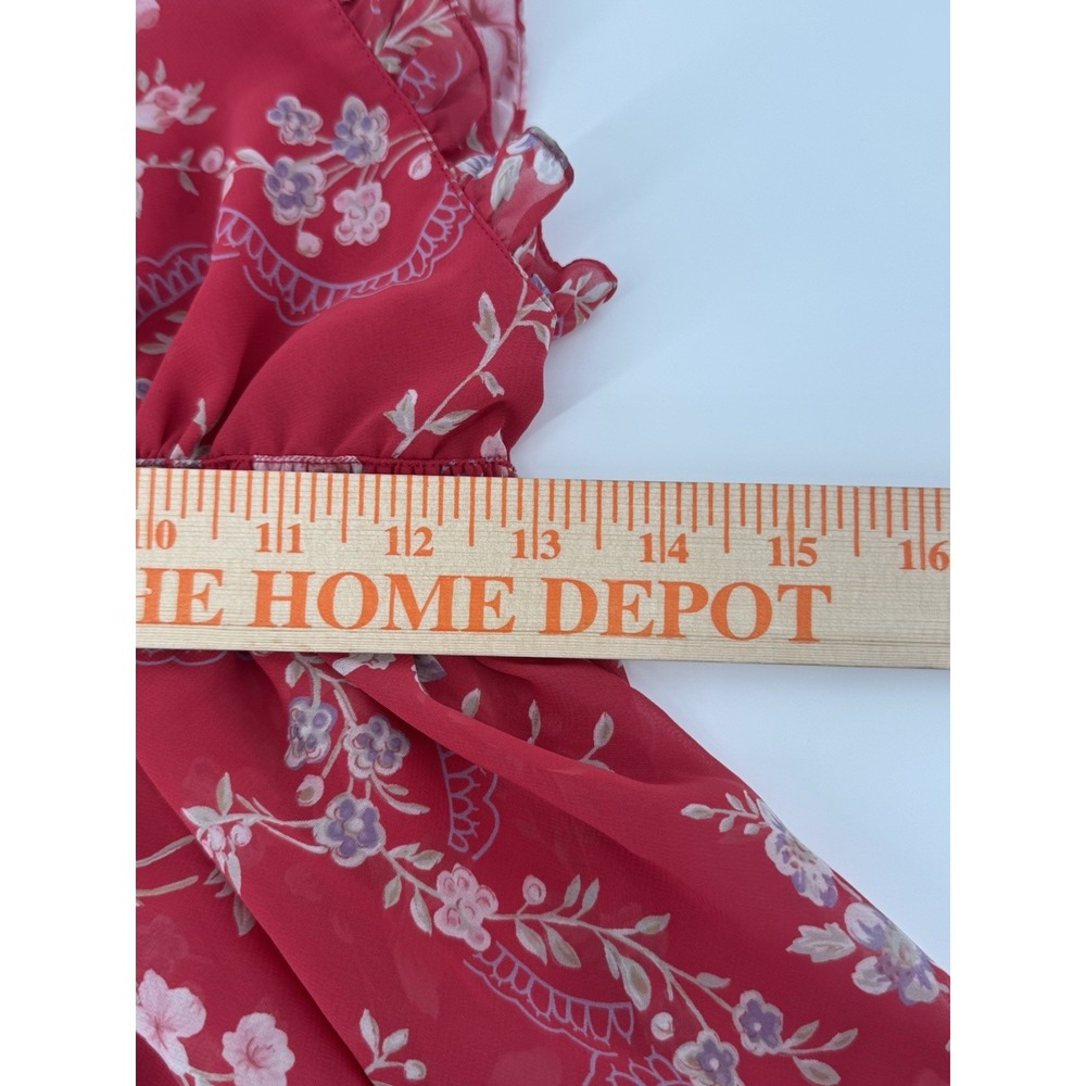 Y2K Victoria's Secret Sheer Raspberry Pink Floral Baby Doll Camo w/ Ruffled Trim - Picture 7 of 8